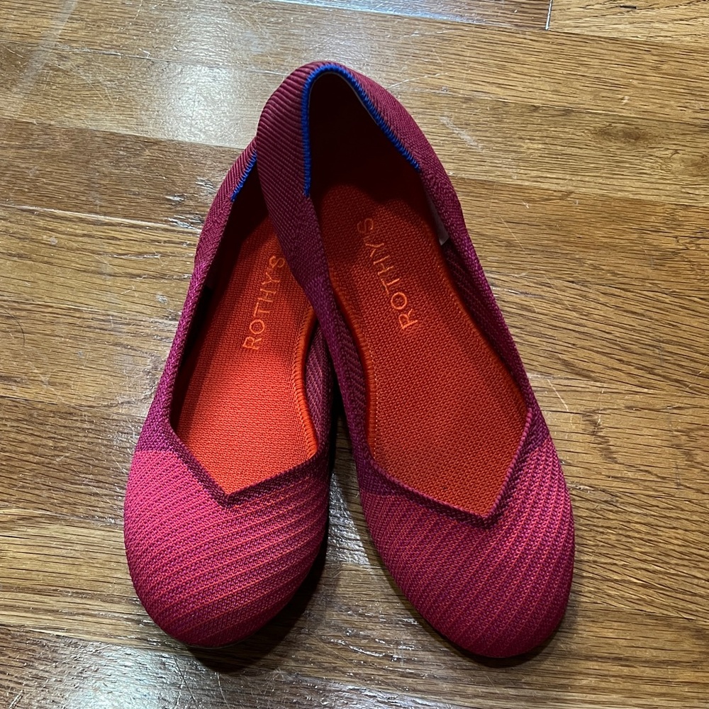 Rothy's Scarlet and Navy Flats